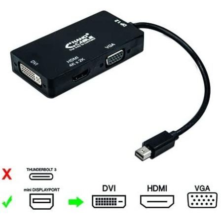 Nanocable Conversor 3 en 1 Mini DisplayPort a VGA/HDMI/DVI, Negro, 15 cm